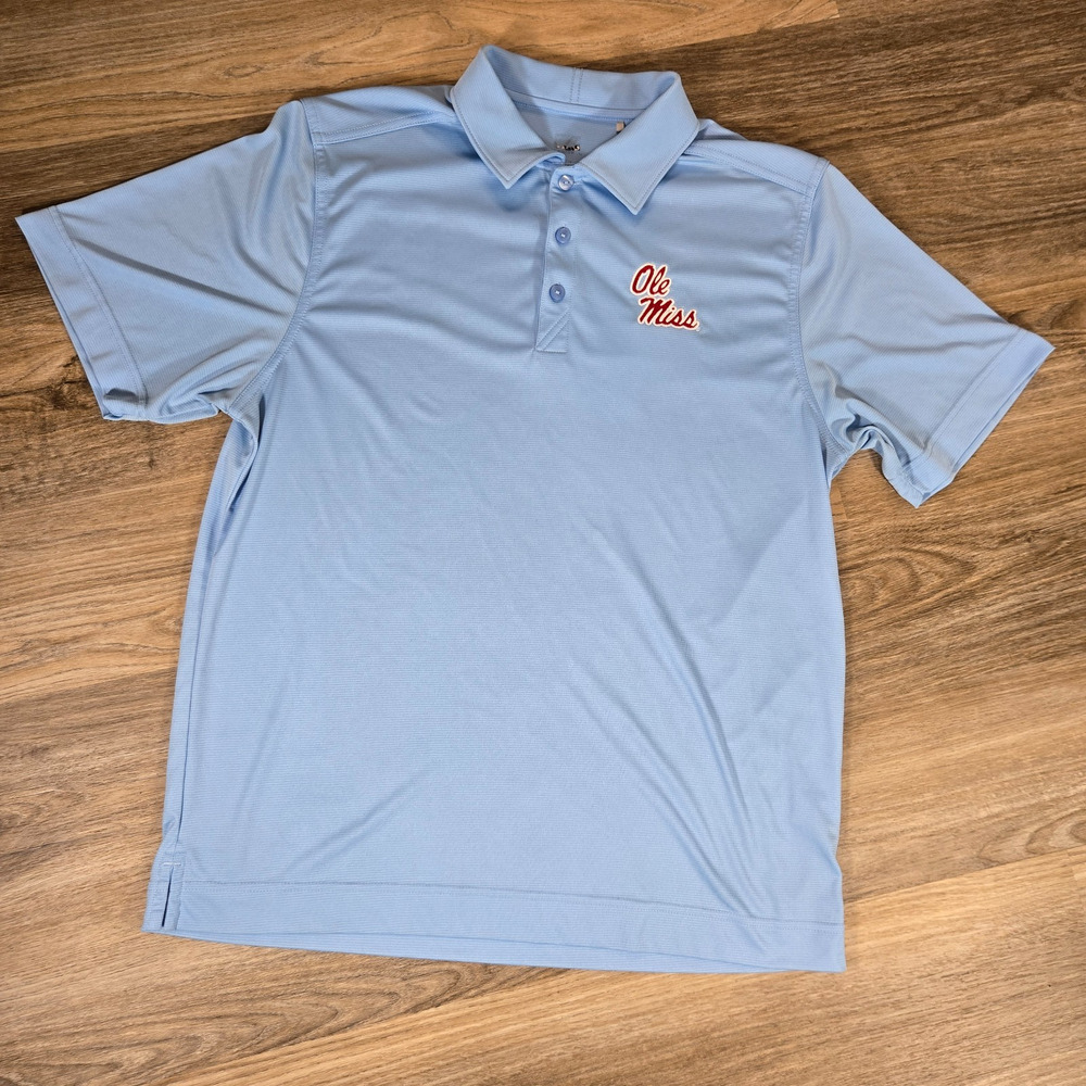 Cutter Buck Ole Miss Rebels Polo Mens M Blue DryTec Performance Golf NCAA SEC